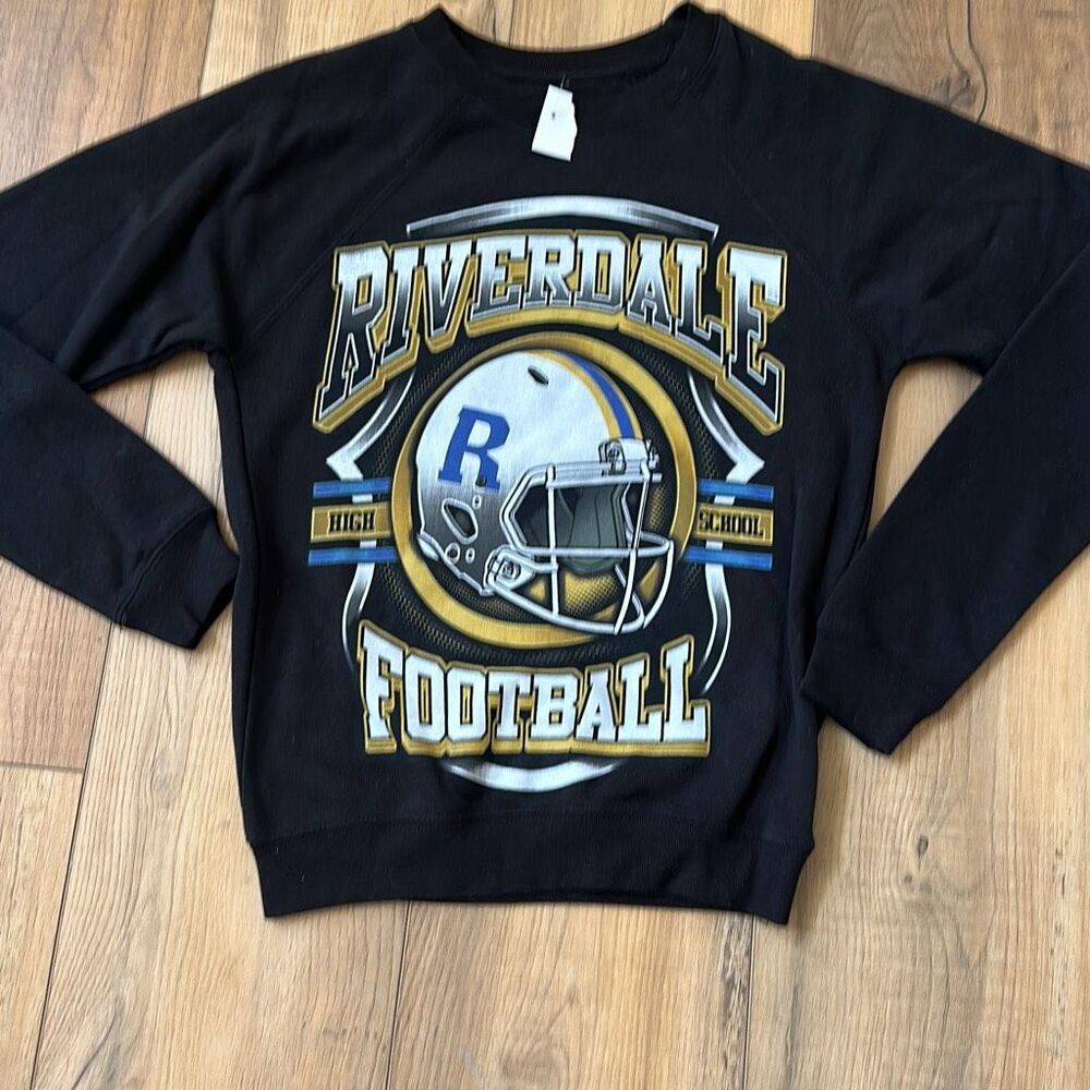 NWT Archie Comics Sweatshirt Womens Medium Black Riverdale Football Fleece Top